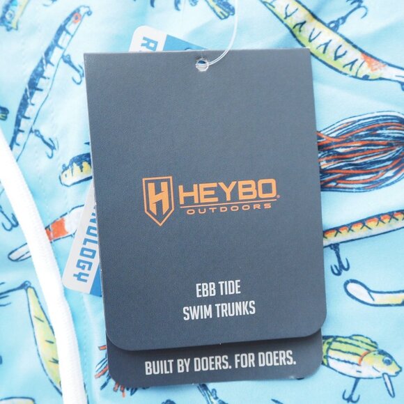 HEYBO Outdoor EBB Tide "Lures" Swim Trunks Men's L Blue / Multicolor - Picture 4 of 10